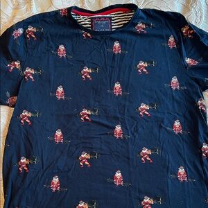 Denim & Flower Striped Shirt with Red Trim